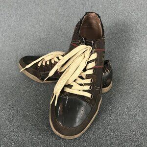ALDO Mens Chocolate Brown Plaid Leather Cap Toe Lace Up Oxford Sneaker 10 EU 43